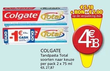 Promotions Colgate tandpasta total - Colgate - Valide de 01/11/2011 à 13/11/2011 chez Champion
