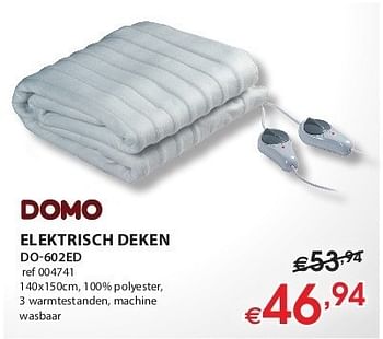 Promoties Elektrisch deken do-602ed - Domo elektro - Geldig van 01/11/2011 tot 16/11/2011 bij Molecule