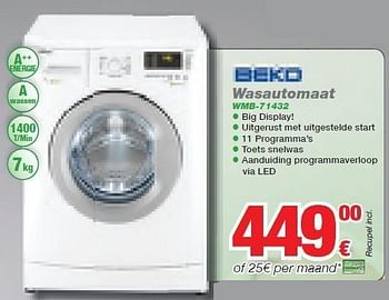 Promotions Wasautomaat wmb-71432 - Beko - Valide de 01/11/2011 à 30/11/2011 chez ElectronicPartner