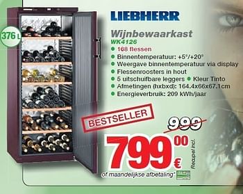Promotions Wijnbewaarkast wk4126 - Liebherr - Valide de 01/11/2011 à 30/11/2011 chez ElectronicPartner