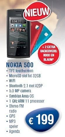 Promotions Nokia 500 - Nokia - Valide de 01/11/2011 à 30/11/2011 chez Belcompany