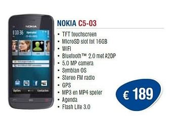 Promoties Nokia c5-03 - Nokia - Geldig van 01/11/2011 tot 30/11/2011 bij Belcompany
