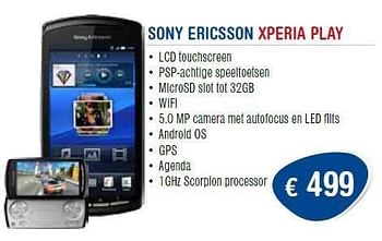 Promoties Sony ericsson xperia play - Sony Ericsson - Geldig van 01/11/2011 tot 30/11/2011 bij Belcompany