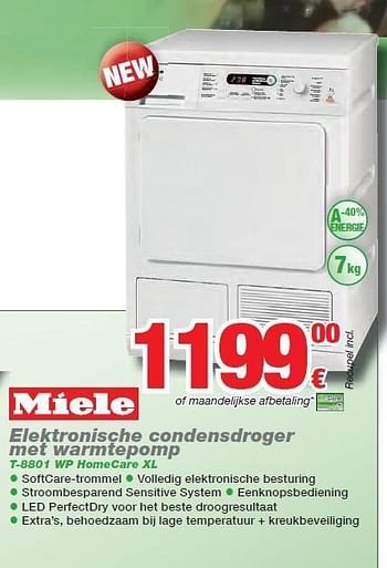 Promotions Elektronische condensdroger met warmtepomp t-8801 wp homecare xl - Miele - Valide de 01/11/2011 à 30/11/2011 chez ElectronicPartner