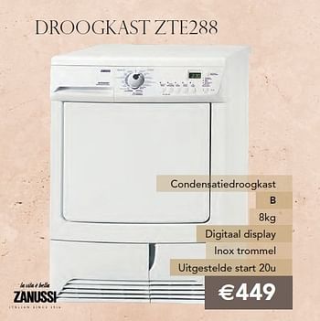 Promotions Droogkast zte288 - Zanussi - Valide de 01/11/2011 à 30/11/2011 chez ElectronicPartner