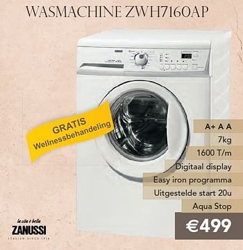 Promoties Wasmachine zwh7160ap - Zanussi - Geldig van 01/11/2011 tot 30/11/2011 bij ElectronicPartner