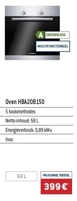 Promotions Oven hba20b150 - Bosch - Valide de 01/11/2011 à 30/11/2011 chez IXINA