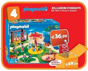 Promotions Joli jardin d`enfants - Playmobil - Valide de 01/11/2011 à 07/11/2011 chez Fun