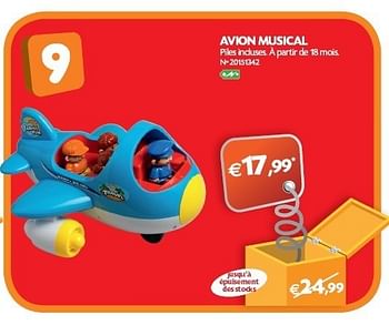 Promotions Avion musical - Produit maison - Fun - Valide de 01/11/2011 à 07/11/2011 chez Fun