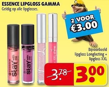 Promoties Longlasting + lipgloss xxl - Essence - Geldig van 01/11/2011 tot 06/11/2011 bij Kruidvat