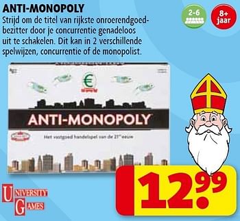Promotions Anti-monopoly - University Games - Valide de 01/11/2011 à 06/11/2011 chez Kruidvat