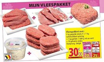 Promotions Vleespakket met : 1 kg gepelde steaks ii - Produit maison - Match - Valide de 02/11/2011 à 08/11/2011 chez Match