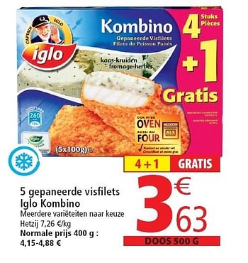 Promoties 5 gepaneerde visfilets iglo kombino - Iglo - Geldig van 02/11/2011 tot 08/11/2011 bij Match