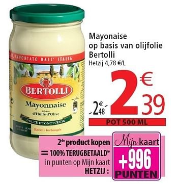 Promotions Mayonaise op basis van olijfolie bertolli - Bertolli - Valide de 02/11/2011 à 08/11/2011 chez Match