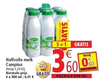 Promoties Halfvolle melk campina - Campina - Geldig van 02/11/2011 tot 08/11/2011 bij Match