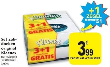 Promoties Set zakdoeken original kleenex - Kleenex - Geldig van 02/11/2011 tot 08/11/2011 bij Carrefour