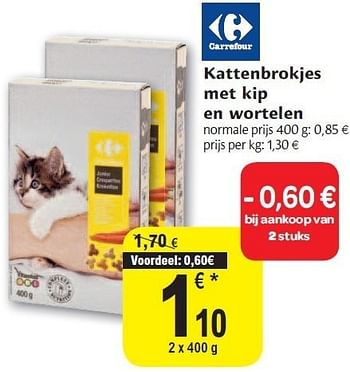 Promoties Kattenbrokjes met kip en wortelen - Carrefour - Geldig van 02/11/2011 tot 08/11/2011 bij Carrefour