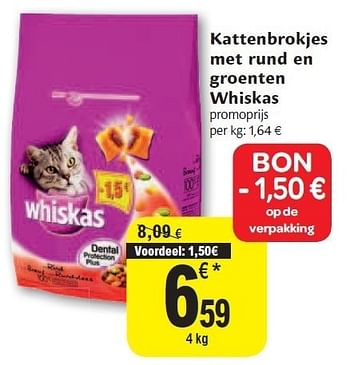 Promotions Kattenbrokjes met rund en groenten whiskas - Whiskas - Valide de 02/11/2011 à 08/11/2011 chez Carrefour