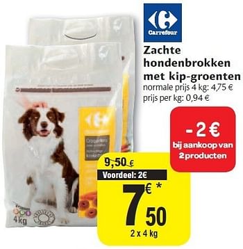 Promoties Zachte hondenbrokken met kip-groenten - Carrefour - Geldig van 02/11/2011 tot 08/11/2011 bij Carrefour