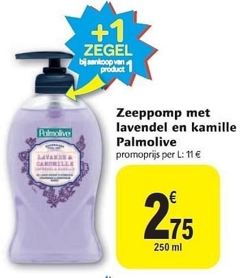 Promoties Zeeppomp met lavendel en kamille palmolive - Palmolive - Geldig van 02/11/2011 tot 08/11/2011 bij Carrefour