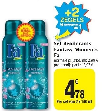 Promotions Set deodorants fantasy moments fa - Fa - Valide de 02/11/2011 à 08/11/2011 chez Carrefour