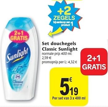 Promoties Set douchegels classic sunlight - Sunlight - Geldig van 02/11/2011 tot 08/11/2011 bij Carrefour