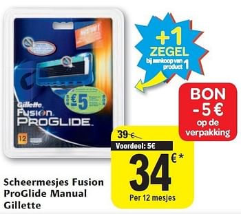 Promoties Scheermesjes fusion proglide manual gillette - Gillette - Geldig van 02/11/2011 tot 08/11/2011 bij Carrefour