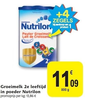 Promoties Groeimelk 2e leeftijd in poeder nutrilon - Nutrilon - Geldig van 02/11/2011 tot 08/11/2011 bij Carrefour