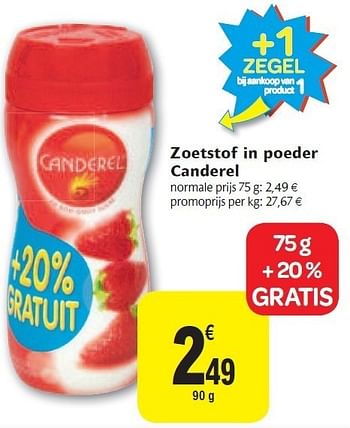 Promotions Zoetstof in poeder canderel - Canderel - Valide de 02/11/2011 à 08/11/2011 chez Carrefour