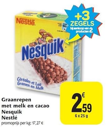 Promoties Graanrepen met melk en cacao nesquik nestlé - Nestlé - Geldig van 02/11/2011 tot 08/11/2011 bij Carrefour