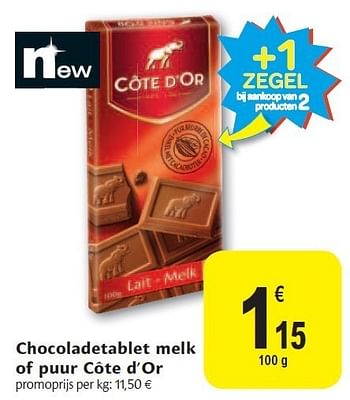 Promoties Chocoladetablet melk of puur côte d or - Cote D'Or - Geldig van 02/11/2011 tot 08/11/2011 bij Carrefour