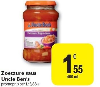 Promoties Zoetzure saus uncle ben s - Uncle Ben's - Geldig van 02/11/2011 tot 08/11/2011 bij Carrefour