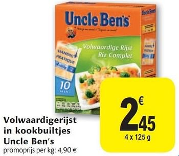 Promoties Volwaardigerijst in kookbuiltjes uncle ben s - Uncle Ben's - Geldig van 02/11/2011 tot 08/11/2011 bij Carrefour