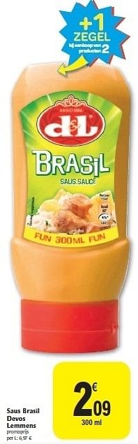 Promoties Saus brasil devos lemmens - Devos Lemmens - Geldig van 02/11/2011 tot 08/11/2011 bij Carrefour