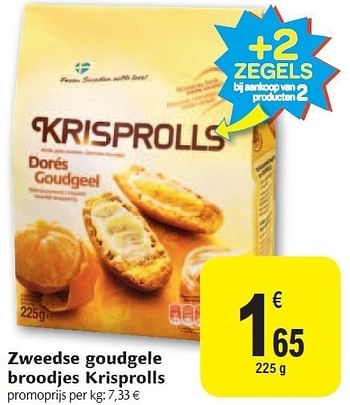 Promotions Zweedse goudgele broodjes krisprolls - Krisprolls - Valide de 02/11/2011 à 08/11/2011 chez Carrefour