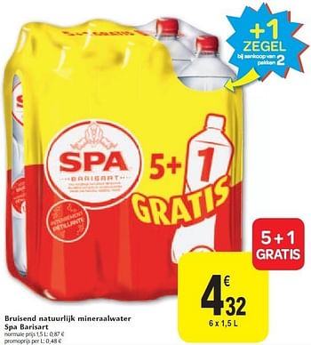 Promotions Bruisend natuurlijk mineraalwater spa barisart - Spa - Valide de 02/11/2011 à 08/11/2011 chez Carrefour