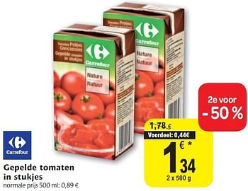 Promoties Gepelde tomaten in stukjes - Carrefour - Geldig van 02/11/2011 tot 08/11/2011 bij Carrefour