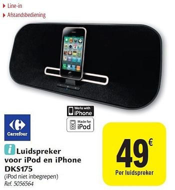 Promoties Luidspreker voor ipod en iphone dks175 - Carrefour - Geldig van 02/11/2011 tot 12/11/2011 bij Carrefour