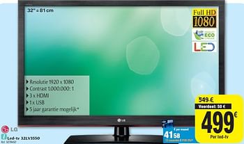 Promoties Led-tv 32lv3550 - LG - Geldig van 02/11/2011 tot 12/11/2011 bij Carrefour