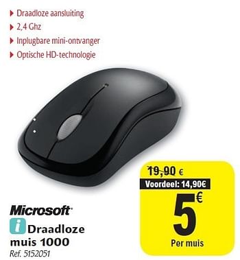 Promotions Draadloze muis 1000 - Microsoft - Valide de 02/11/2011 à 12/11/2011 chez Carrefour