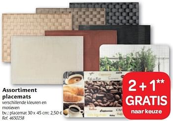 Promoties Assortiment placemats - Huismerk - Carrefour  - Geldig van 02/11/2011 tot 12/11/2011 bij Carrefour