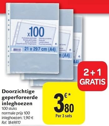 Promoties Doorzichtige geperforeerde inleghoezen - Huismerk - Carrefour  - Geldig van 02/11/2011 tot 12/11/2011 bij Carrefour