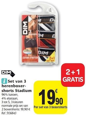 Promoties Set van 3 herenboxershorts stadium - Dim - Geldig van 02/11/2011 tot 12/11/2011 bij Carrefour