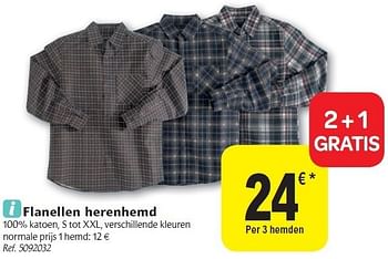 Promoties Flanellen herenhemd - Huismerk - Carrefour  - Geldig van 02/11/2011 tot 12/11/2011 bij Carrefour