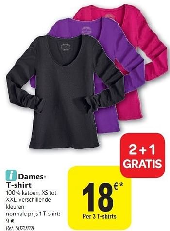 Promoties Dames- t-shirt - Huismerk - Carrefour  - Geldig van 02/11/2011 tot 12/11/2011 bij Carrefour