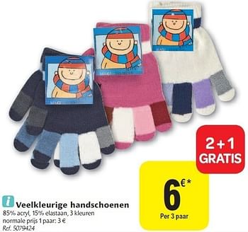 Promoties Veelkleurige handschoenen - Huismerk - Carrefour  - Geldig van 02/11/2011 tot 12/11/2011 bij Carrefour