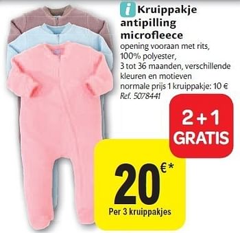 Promotions Kruippakje antipilling microfl eece - Produit maison - Carrefour  - Valide de 02/11/2011 à 12/11/2011 chez Carrefour