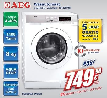 Promoties Wasautomaat l 87485fl - AEG - Geldig van 02/11/2011 tot 15/11/2011 bij Eldi