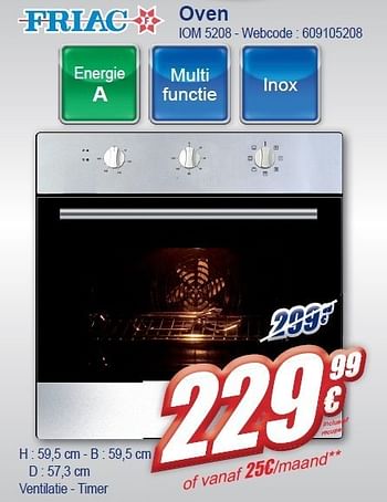 Promoties Oven iom 5208 - Friac - Geldig van 02/11/2011 tot 15/11/2011 bij Eldi