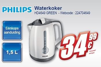 Promotions Waterkoker hd4649 green - Philips - Valide de 02/11/2011 à 15/11/2011 chez Eldi